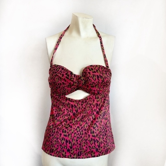 VICTORIAS SECRET Leopard Swim Tankini Halter Top - Picture 1 of 10
